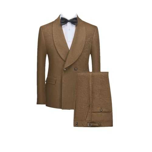 Fashion Double Breasted Men's 2 Pieces Tuxedo Set Casual Shawl Neck Slim Fit Blazer Jacket Pants Party Prom Suits