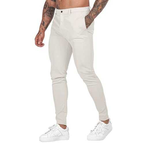 Work Trousers Men Stretch Fit, Cargo Pants Men Slim Fit, Plain Fronted Busines Office Formal Trousers Sweatpants Gym Lightweight Running Workout Pants Sweatpants Tracksuit Bottoms Suit Trousers