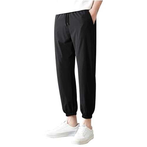 Mens Waterproof Trousers Mens Work Trousers Lightweight Cotton Casual Jogger Elastic Waist Drawstring Outdoor Pants with Pockets Mens Joggers Bottoms XL Mens Trousers Work Wear Combat Safety
