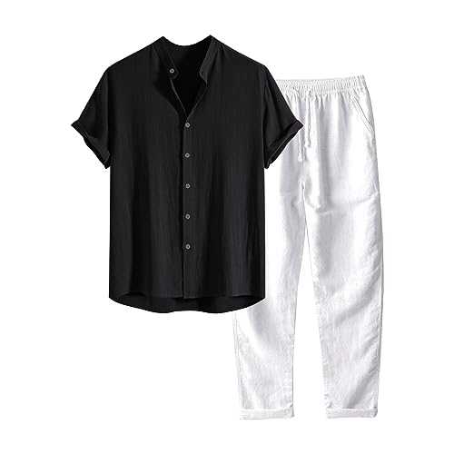 Men's Suits Complete Plain Short Sleeve Turndown Collar Top Long Trouser Suit Bow Tie U Vest