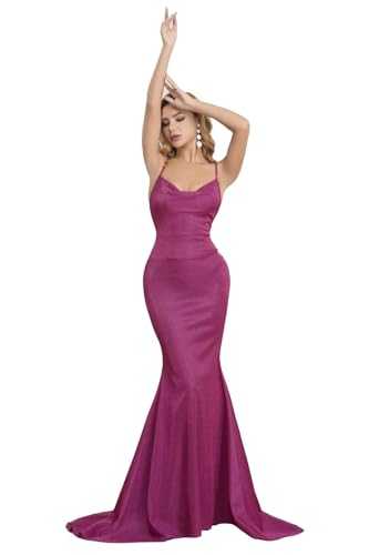 Formal Dress Mermaid Sexy Spaghetti Straps Sparkly Long Prom Dress Sexy Spaghetti Straps Sparkly V- Neck Train Evening Gown