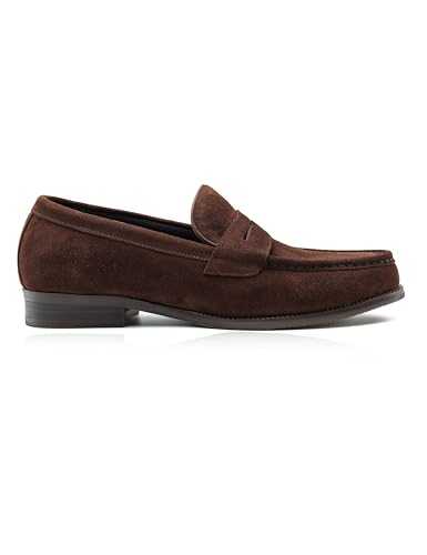 Mens Classic Real Suede Leather Penny Loafer Vintage Retro 1920s Slip on Shoes