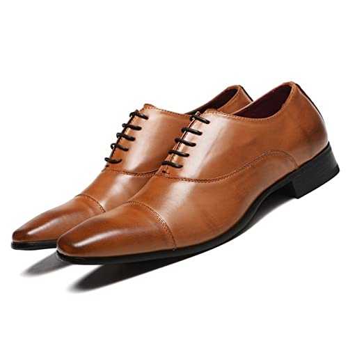 ETZRYSYB Mens Leather Shoes Luxury Brand PU Leather Men's Business Dress Loafers Pointed Toe Black Shoes Oxford Breathable Formal Wedding Shoes