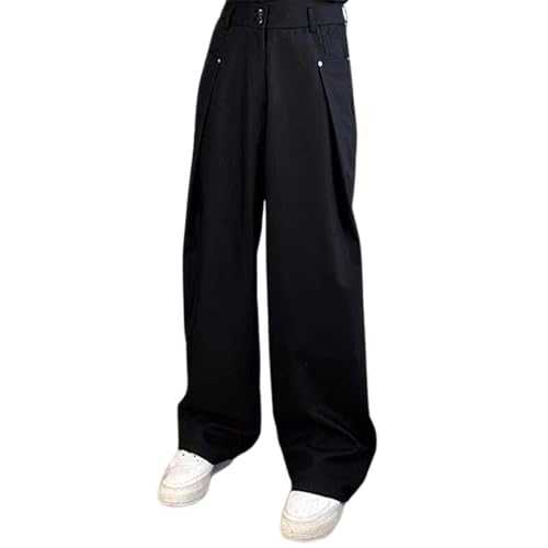 Men's Casual Loose Fit Gray Straight Leg Suit Trousers for Spring and Autumn Comfortable Long Pants Sock Boy