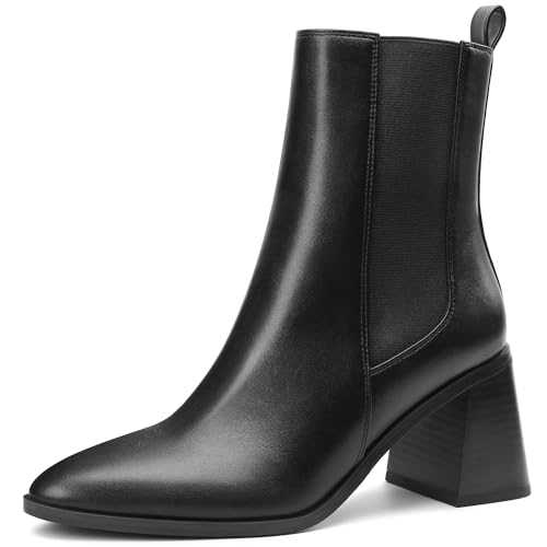 festooning Womens Chelsea Ankle Boots Fashion Tall Shaft Low Chunky Block Heel Pointed Toe Fall Winter Heeled Booties Shoes
