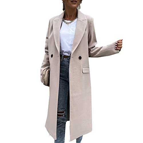 WHZXYDN Autumn and Winter Long Suit Collar Woolen Coat Coat Women Thick and Warm