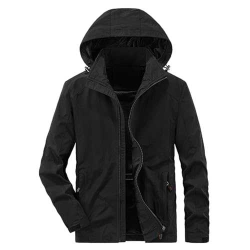 Cocila Cold Weather Coat for Men Outdoor Leisure Jacket Loose Large Size Hooded Sports Jacket Shacket for Men UK Duffle Coat Mens Lengthy Branded Bomber Jackets for Men
