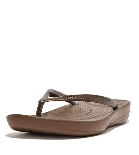 Women's IQUSHION Ergonomic FLIP-Flops Toe Thong Sandals, Bronze, 6.5 UK
