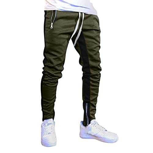 Men Casual Sweatpants, Elasticated Waist Jogging Pants, Slim Fit Stretchy Tracksuit Bottoms, Light Breathable Golf Joggers Pants, Men Gym Trouser with Zip Pockets and Zipped Trouser Legs