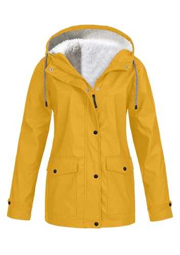 EFOFEI Women Plush Thickening Winter Transitional Jacket Trench Coat Light Waterproof Jacket Warm Parka with Pockets