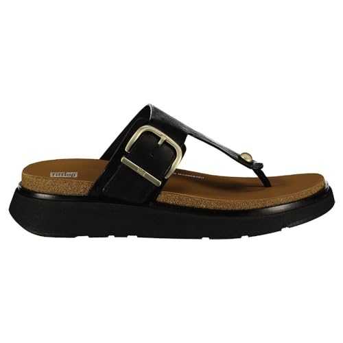 Womens Gen FF Buckle Leather Toe Post Leather Black Sandals 5 UK, HE7-001