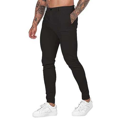 Mens Slim Fit Dress Pants Expandable Waist Skinny Suit Pants Casual Business Work Office Skinny Pants Stretch Tapered Leg Lightweight Golf Work Pants Slacks Pantalones de Hombre de Vestir