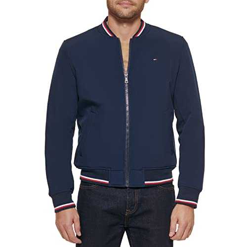 Tommy Hilfiger Men's Lightweight Varsity Rib Knit Bomber Jacket Shell