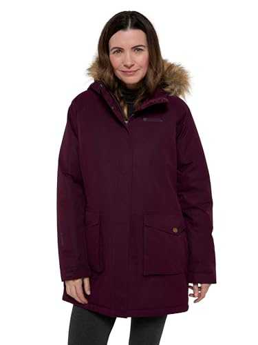 Mountain Warehouse Tarka Womens Winter Jacket -Long, Padded Coat, Waterproof, Fleece Lining Ladies Coat, Fur Trim Hoodie - Ideal For Camping in Cold Weather