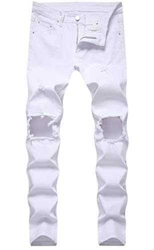 Fredd Marshall Men's Skinny Slim Fit Ripped Distressed Stretch Jeans Pants