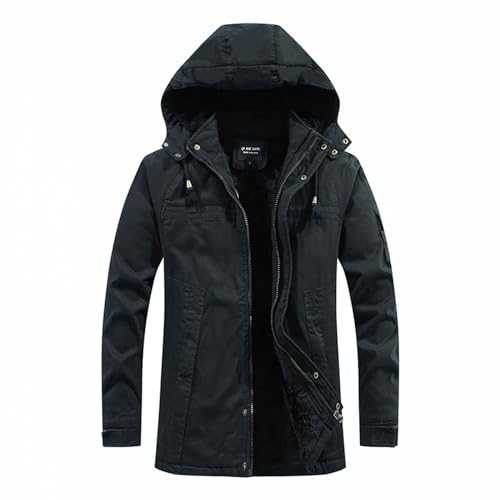 HAOLEI Winter Jackets for Men UK Deals of The Day Thermal Puffer Long Coats Parka Jackets Outdoor Parka Jacket Mid-Length Outerwear Coat Fleece Lined Jackets with Detachable Hood M-4XL