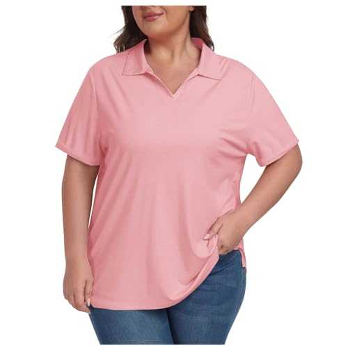 Womens Plus Size T Shirt Casual Short Sleeve T-Shirts V Neck Polos Tops Dressy Tunic Blouses Ladies Elegant Office Work Tee Shirt Loose Oversized Tshirts Summer Large Size Blouse