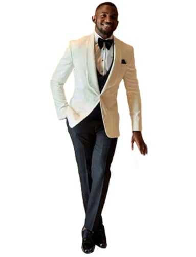 Yaflonjaa Men's One Button 3-Piece Suit Shawl Lapel Tuxedos Jacket Vest Pants Party Dinner Prom