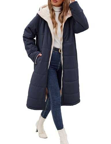 VXVGER Women Winter Coats Fleece Long Coats Jackets Oversized Warm Down Jacket with Hood