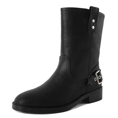 Mettesally Women's Ankle Boots Low Heels Round Toe Short Booties Buckle Strap Fasion Boots for Women