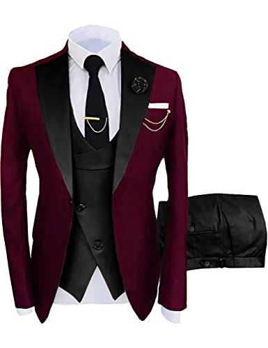 Wangyue Mens Suit 3 Piece Slim Fit Suits for Men Wedding Prom Tuxedo for Men Formal Business Suit