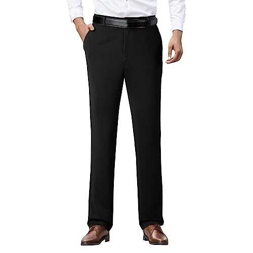Beokeuioe Stretch suit trousers, straight cut with pleats and pockets, suits trousers, non-iron, classic, leisure, business trousers, elegant suit trousers for men, regular golf trousers for men