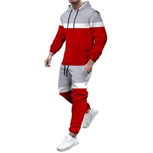 NQyIOS Mens Full Tracksuit Set Contrast Full Zip Sports Jacket Casual Joggers Drawstring Elasticated Waist 2 Piece with Zipper Pockets Sweat Outfit Sets Fashion Casual Sweatsuits Sales Clearance