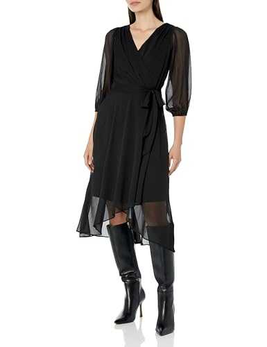 DKNY Women's Flutter Sleeve V-neck Wrap Midi Dress