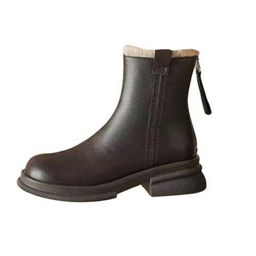 High Heel ?urgundy Shoes Warm Small Ankle Boots Hot Style Boots Short Tube Black Skinny Boots Shoes Women Round Boots Platform Toe Shoes Zipper Fashion Women's Boot Warm