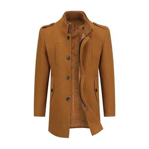 Allthemen Men's Winter Wool Coat Trench Mid Length Overcoat Jacket Slim Fit Casual Coat