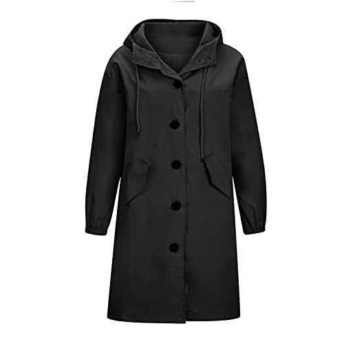 AMhomely Women Coats and Jackets Sale Clearance,Ladies Rain Jacket Lightweight Raincoat Waterproof Long Sleeve Windbreaker Climbing Outdoor Hooded Trench Coats for Winter Cold Weather UK Size S-5XL