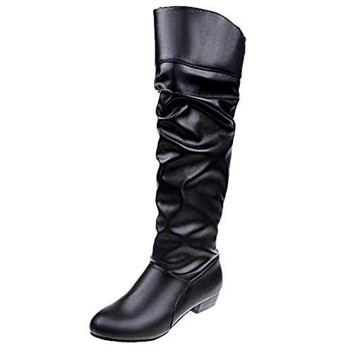SKTIISN Knee High Wedge Heel Boot Ladies Fashion Solid Suede Belt Buckle Decoration With Elevated Wedge Heel Long Boots Cowboy Boots White Women Western Boots Wide Calf Plus Size Lightning Deals