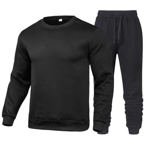 Qixiu Men's Spring Winter Solid Color Suit Long Sleeved Hooded Top and Trousers Suit Warm Hooded Sweatshirt Sport Pant Set Tuxedo Teeth
