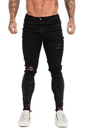 GINGTTO Designer Mens Skinny Stretch Jeans Slim Fit Pants Stretchable Denim Cotton Trousers