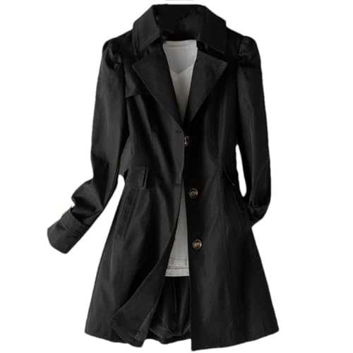 Tdvcpmkk Women's Trench Coat Long Single Breasted Slim Fit Coat Women's Fashion Long Sleeve Trench Coat