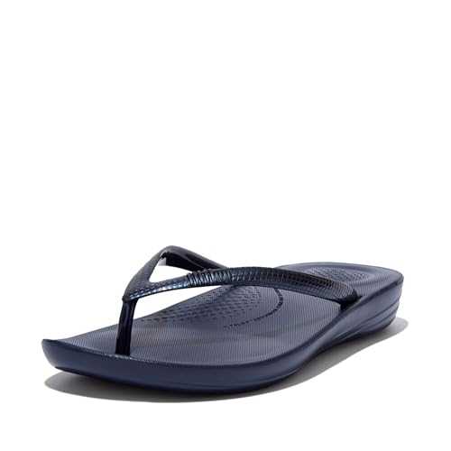 Women's Iqushion Ergonomic Flip Flops Toe Thong Sandals, Midnight Navy, 9 UK