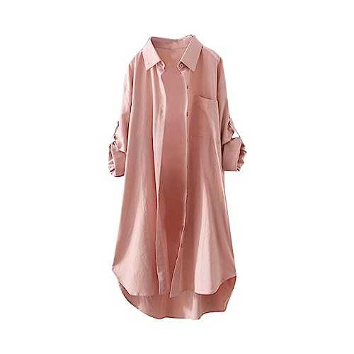 Women's Tops and Blouse Long Sleeve Shirts Button Down Tunic Tops Longline Comfort Cotton Cardigan Outwear Solid/Checked Shirts Blouse Elegant Office Casual Tops Plus Size
