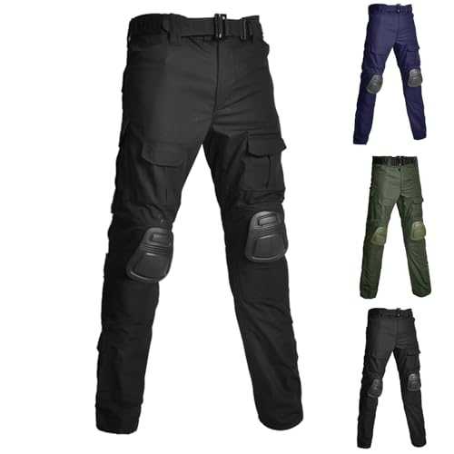 WOXIHUAN Mens Cargo Pants with Knee Pads UK Sale Clearance Combat Tactical Trousers Men's Loose Sweatpants with Multi Pockets Casual Joggers Trouser Oversize Outdoor Camping Tracksuit
