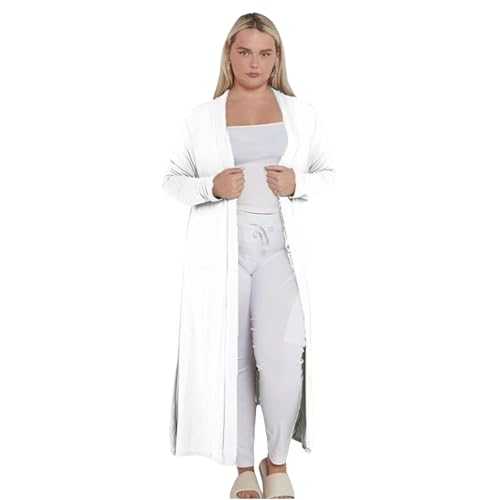 eyes Ladies Plain Long Maxi Length Boyfriend Women Cardigan Collared Open Top Full Sleeve Floaty Duster Jacket Coat Casual Blazer Plus Size Cardigans UK 8-22