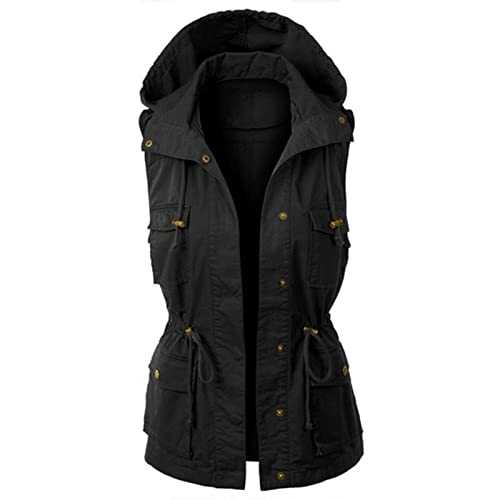 MUDUH Men Coats plus Size Womens Hooded Vest Jacket Sleeveless Utility Vest For Women