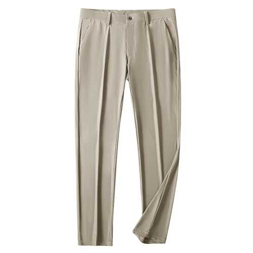 BVEBJDX Men Ice Silk Suit Pants UK Sale Clearance Man Dress Pants Regular Fit Formal Trousers Stretch Chinos Smart Trouser Lightweight Casual Wear Business Office Pant Summer Straight Leg Trousers
