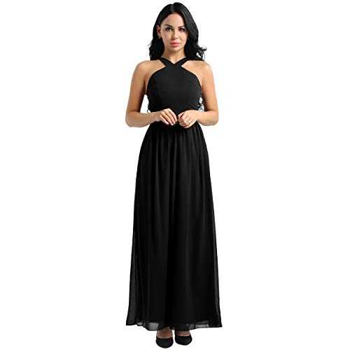iEFiEL Women's Formal Evening Party Prom Gown Halter Chiffon Bridesmaid Dresses