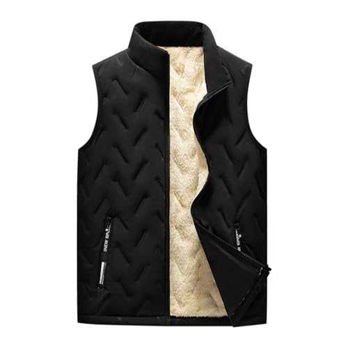 Mrat Fleece Gilet for Women Sale Sleeveless Coats Plus Size Fleece Lined Body Warmer Zipper Windproof Sleeveless Winter Jacket with Zip Up Pockets Trendy Ladies Solid Color Gilets Office