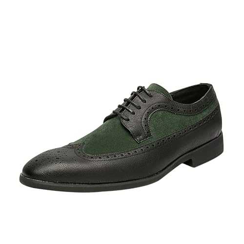 Men's Oxford Lace Up Classic Leather Shoes Breathable Fashion Glossy Shiny Durable Comfortable Lightweight Formal Slip On Loafers Walking Shoes British Style for Men