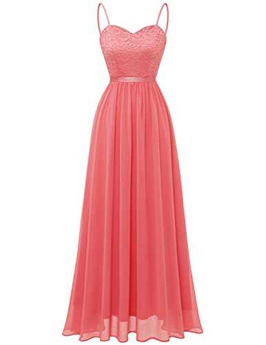 DRESSTELLS Long Women's Formal Dresses, Chiffon Bridesmaid Dresses, Spaghetti Strap Long Formal Gowns and Evening Dresses