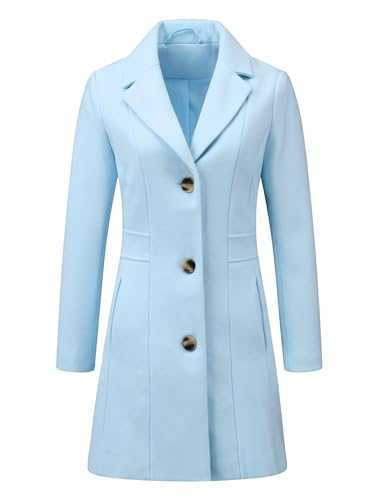Allegra K Women's Notched Lapel Collar Single Breast Outerwear Winter Coats