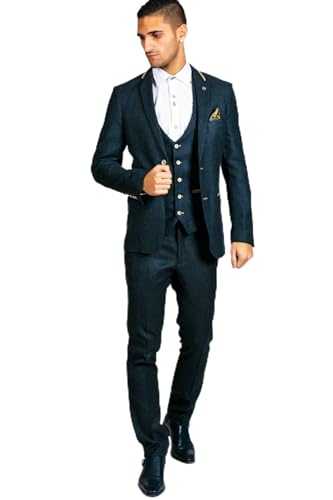 Marc Darcy Men's Glen Navy Three Piece Suit £207.95