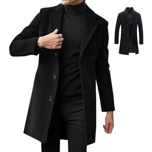 VENCENTE Trench Coat Men,Wool Long Winter Coat | Long Sleeve Winter Dress Coat Overcoat Slim Fit for Boys, Males, Adults
