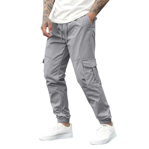 Generisch Work Trousers Men's Baggy Soild Colour Tracksuit Bottoms Comfortable and Breathable Jogging Bottoms Lightweight Leisure Trousers with Drawstring Men's Bulged Trousers with Multilayer Pocket