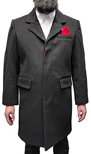 Relco Men`s Overcoat Black With Red Lining